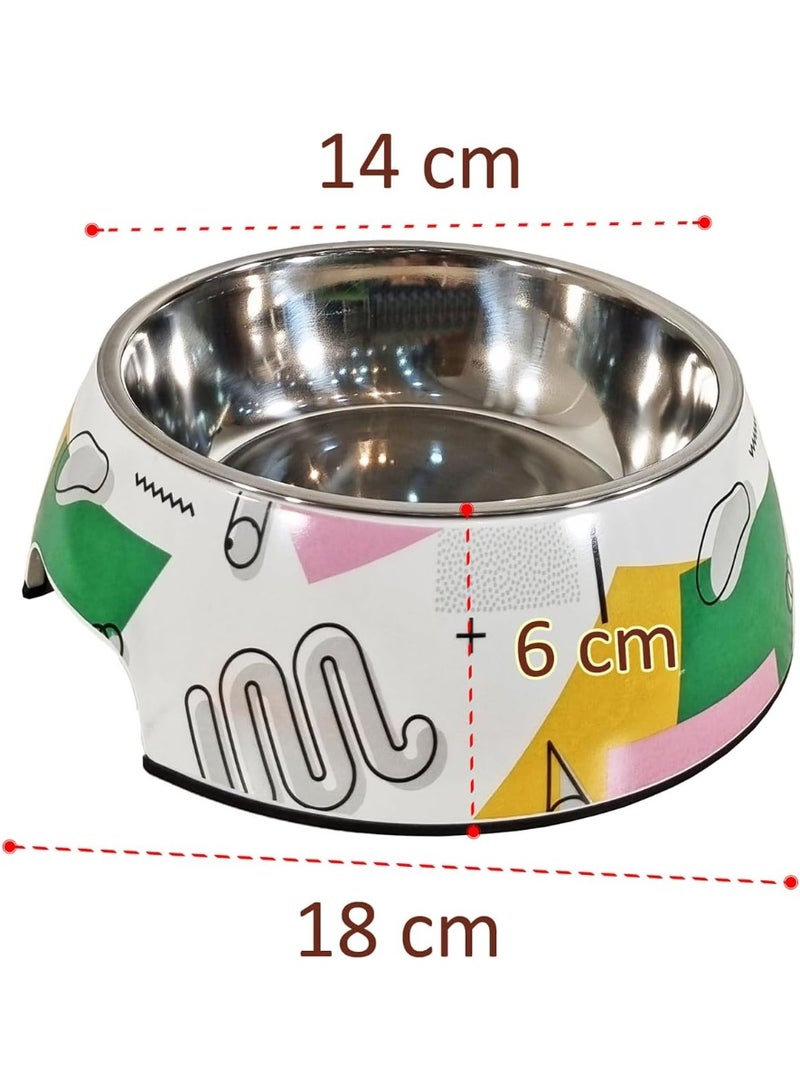 أن ان سي بيتس وعاء طعام للكلاب مع وعاء من الفولاذ المقاوم للصدأ، نمط لطيف، وقاعدة غير قابلة للانزلاق، وعاء طعام للحيوانات الأليفة شديد التحمل للسلالات الصغيرة والمتوسطة، مادة متينة وغير سامة، سهل التنظيف 18 سم (أبيض) - Image 2