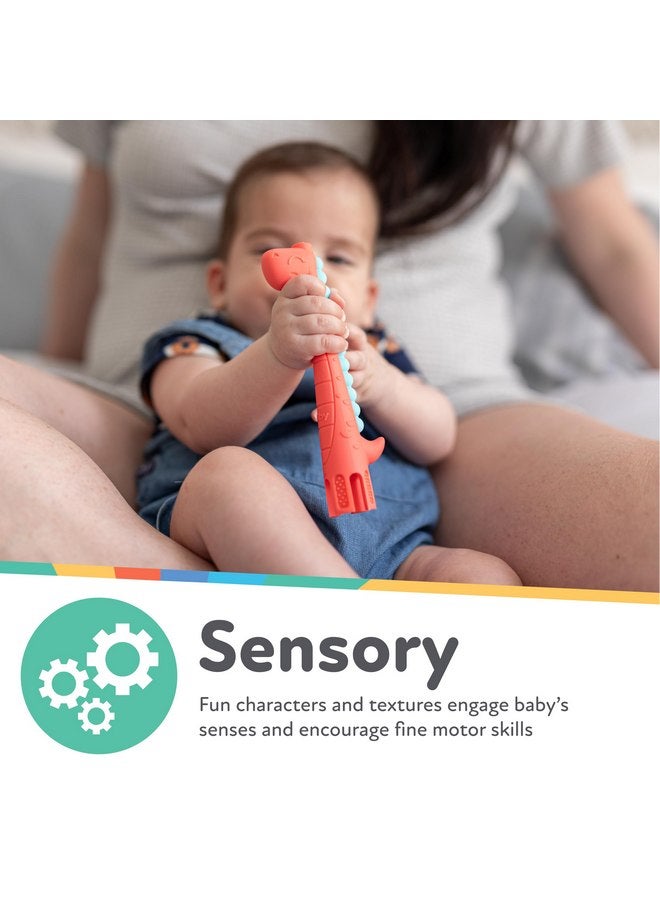 Nuby Tube Teether - (2-Pack) Baby Teething Toy - 3+ Months - Llama and Dinosaur - Image 4