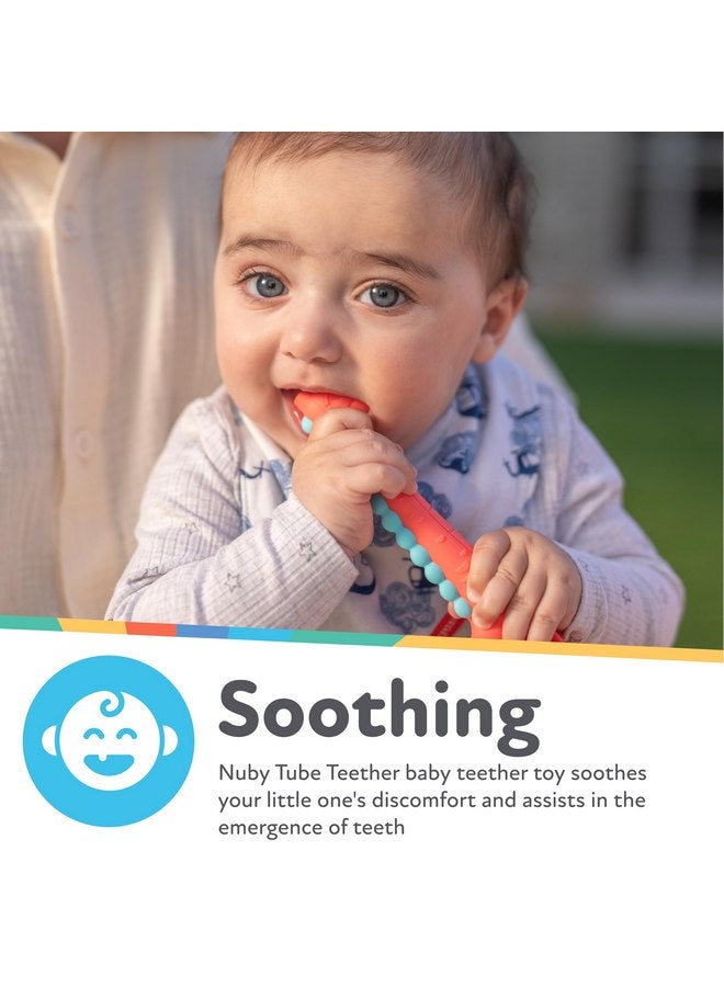 Nuby Tube Teether - (2-Pack) Baby Teething Toy - 3+ Months - Llama and Dinosaur - Image 2