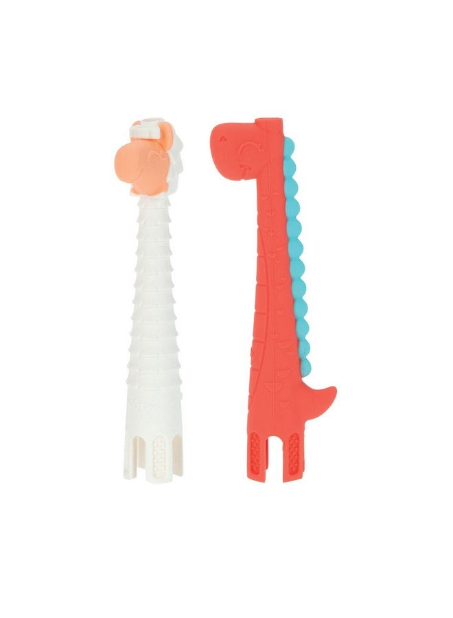 Nuby Tube Teether - (2-Pack) Baby Teething Toy - 3+ Months - Llama and Dinosaur - Image 1
