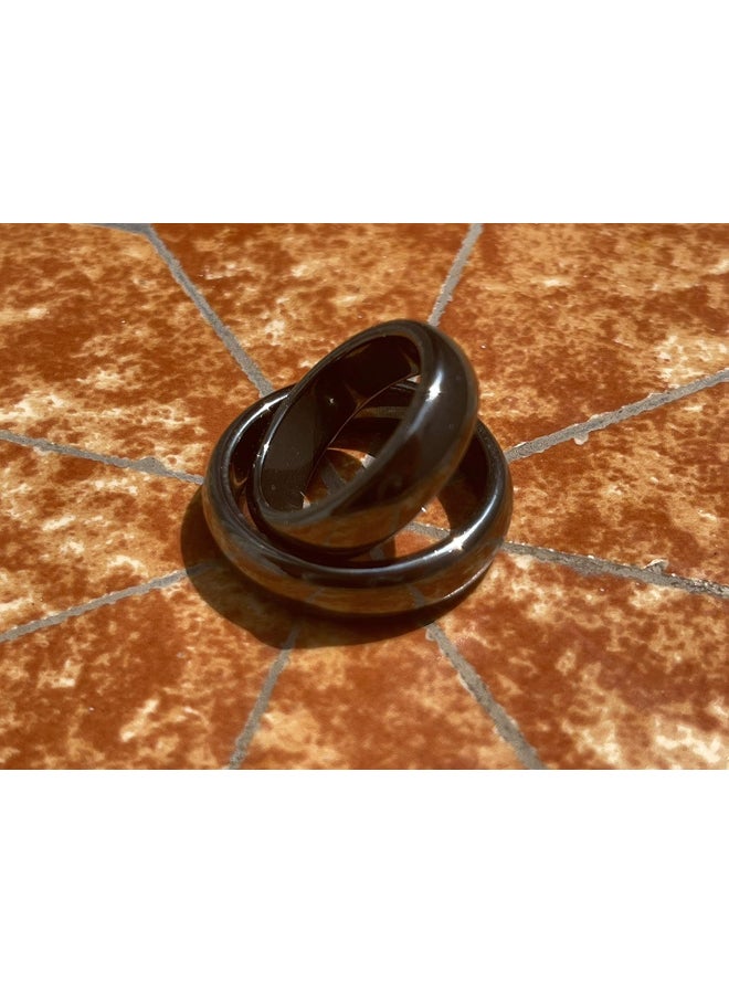 خاتم هواغاسيون الهيماتيت مناسب للنساء والرجال، خاتم مصنوع من حجر الهيماتيت والفحم لتخفيف التوتر، هدية مثالية للعائلة والأصدقاء والعشاق - Image 4