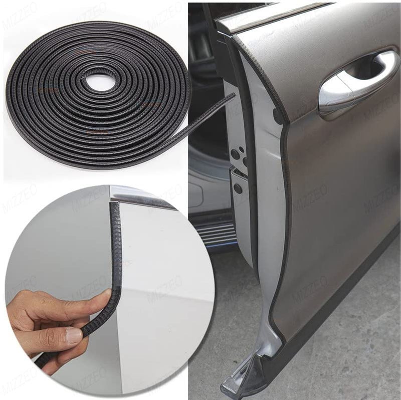 MIZZEO 16Ft Car Door Edge Guards Universal Rubber Car Door Edge Protector U Shape (Black) Seal Strip Compatible with Maruti Suzuki S-Presso - Image 1