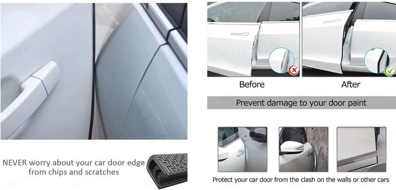 MIZZEO 16Ft Car Door Edge Guards Universal Rubber Car Door Edge Protector U Shape (Black) Seal Strip Compatible with Maruti Suzuki S-Presso - Image 5