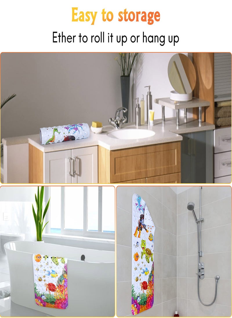 Excefore - Bath Mat for Kids Toddler Extra Long 100x40cm Non-Slip Baby Shower Bath Mat with Suction Cups Cartoon Bath Tub Shower Mat Anti Slip with Drain Holes and Suction Cups Machine Washable - Image 1