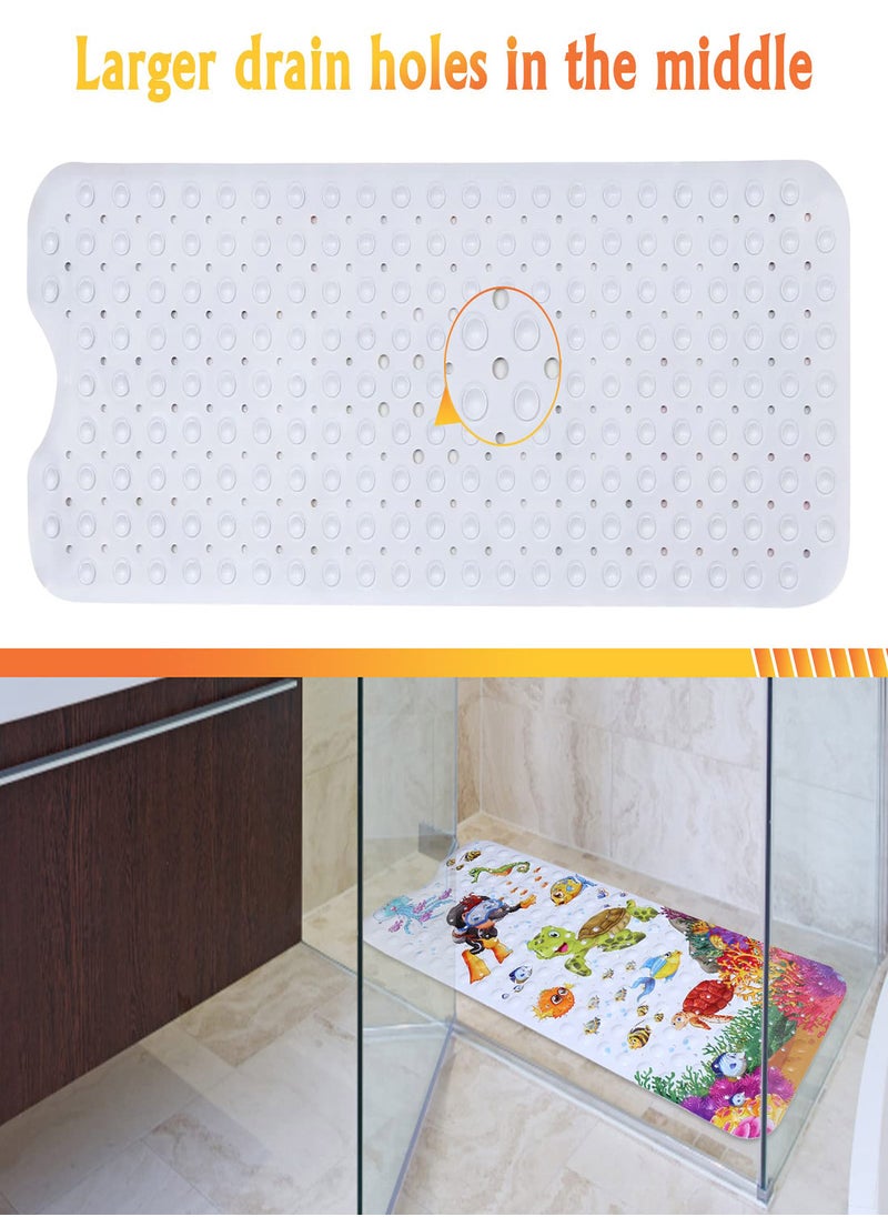 Excefore - Bath Mat for Kids Toddler Extra Long 100x40cm Non-Slip Baby Shower Bath Mat with Suction Cups Cartoon Bath Tub Shower Mat Anti Slip with Drain Holes and Suction Cups Machine Washable - Image 1