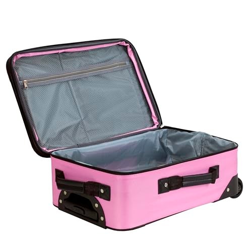 Rockland Fashion Softside Upright Luggage Set, Expandable, Pink, 2-Piece (14/19) - Image 2