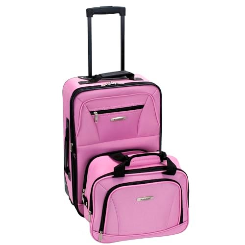 Rockland Fashion Softside Upright Luggage Set, Expandable, Pink, 2-Piece (14/19) - Image 1