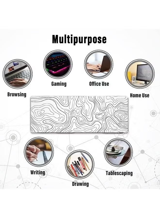 Arabest Extra Large Mouse Pad, Gaming Mouse Pad, Waterproof Extra Large Mousepad with Stitched Edges, Non-Slip Base Keyboard Pad for Gamer, Office & Home, 31.5 x 11.8in, White - Image 5