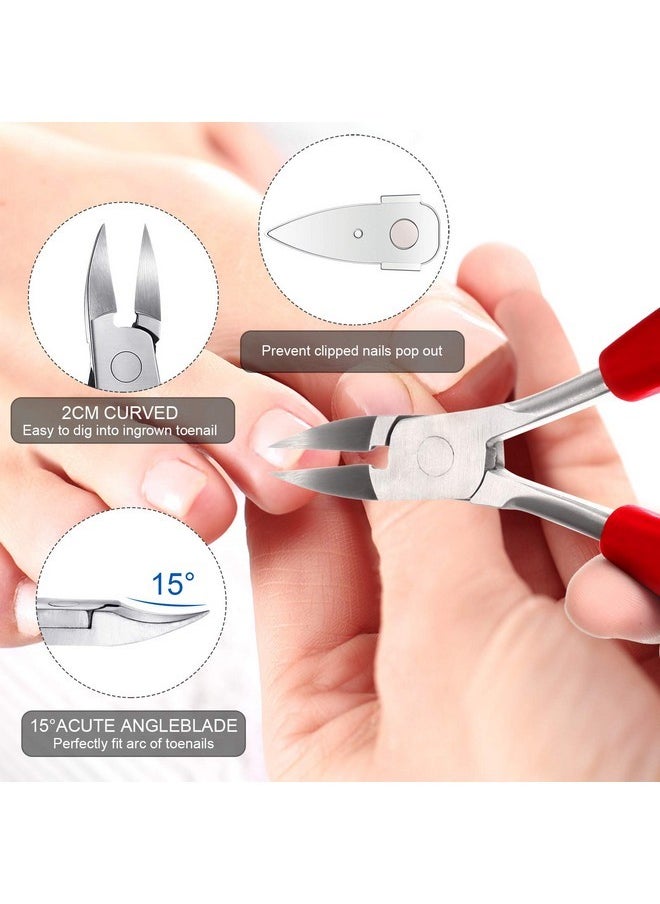 Mudder - 15 Pieces Ingrown Toenail Tools Stainless Steel Foot Nail Tools, Toenail File And Lifter, Nail Clipper, Cuticle Cutters, Cuticle Pusher And Manicure Pedicure Tools For Ingrown And Thick Nail (Red) - Image 1