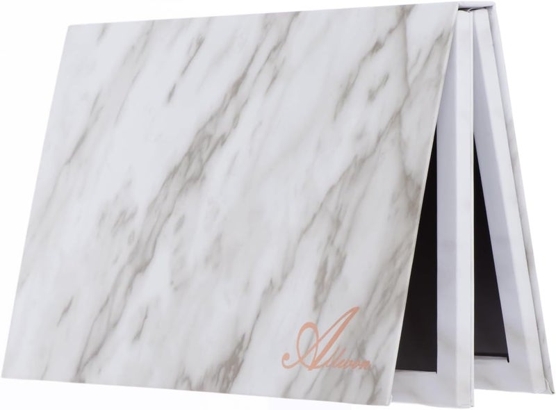 Allwon 2Layer Book Shaped Marble Magnetic Palette Large Empty Makeup Palette Storage Box for Eyeshadow Lipstick Blush Powder White