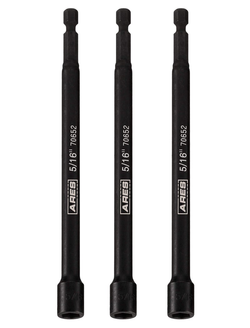 ARES 27009-3-Piece 5/16-Inch Magnetic Impact Nut Driver Bit Set - 6-Inch Length - Impact Grade Nut Setters with Industrial Strength Magnets - Image 1