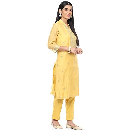 Biba Polyester Blend Women Embroidery Salwar Kurta Dupatta(Skdassorted8491_Yellow_36) - Image 3