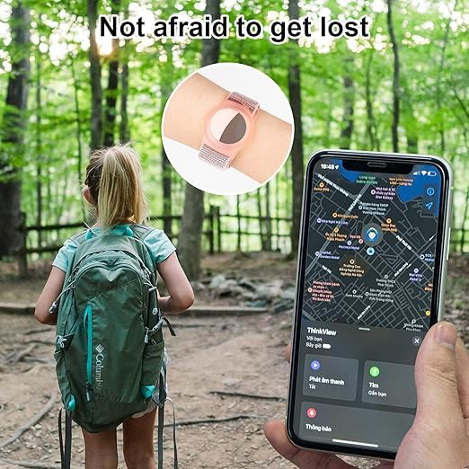 KP Original Battery Rainbow Kids GPS Tag Wristband, Adjustable Nylon Protective Bracelet with Velcro Strap for Apple GPS Tracker, Anti-Lost Band for Children and Elderly, 22cm Length (Silty Sand) - Image 4