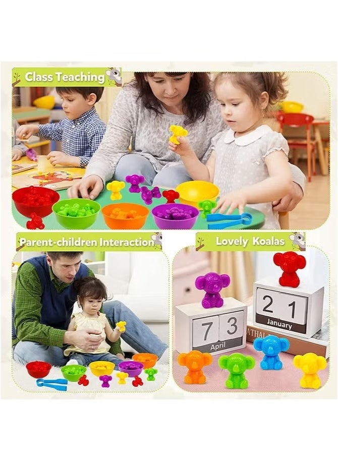 Kids Counting Koala Toys, Matching Game with Sorting Bowls for Preschool Learning Color Classification and Sensory Game Set  - Image 5