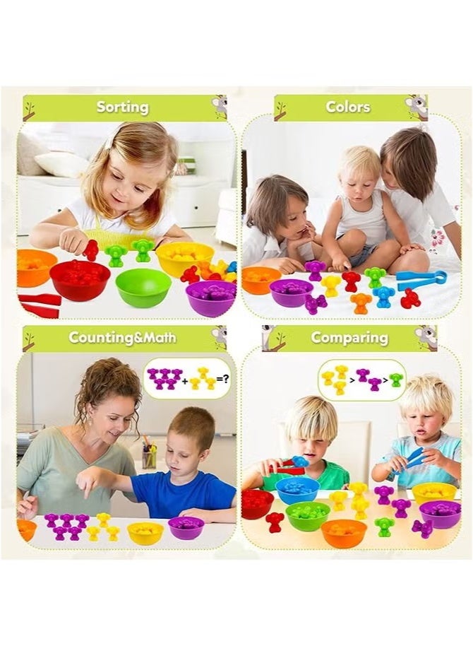 Kids Counting Koala Toys, Matching Game with Sorting Bowls for Preschool Learning Color Classification and Sensory Game Set  - Image 2