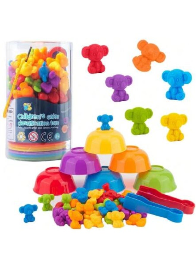 Kids Counting Koala Toys, Matching Game with Sorting Bowls for Preschool Learning Color Classification and Sensory Game Set  - Image 1