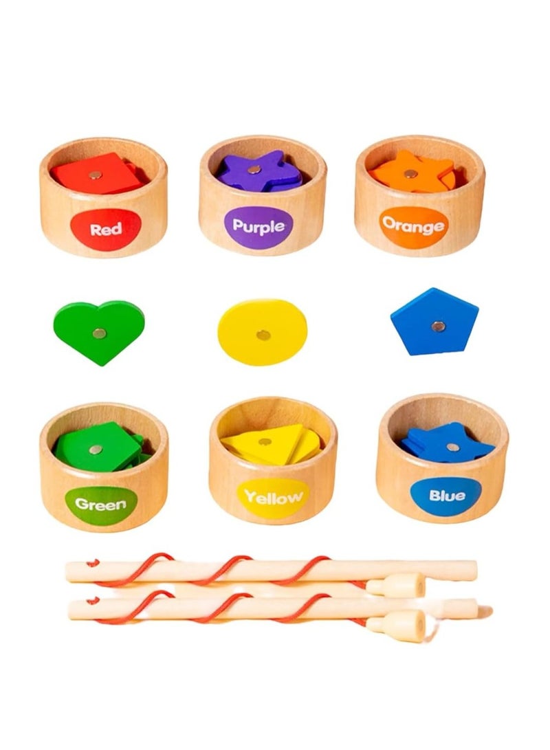 UKR Montessori Magnetic Wooden Geometric Shape and Color Sorting Toy – 36-Piece Educational Learning Set for Toddlers with Storage Bag – Ideal for Boys and Girls - Image 1