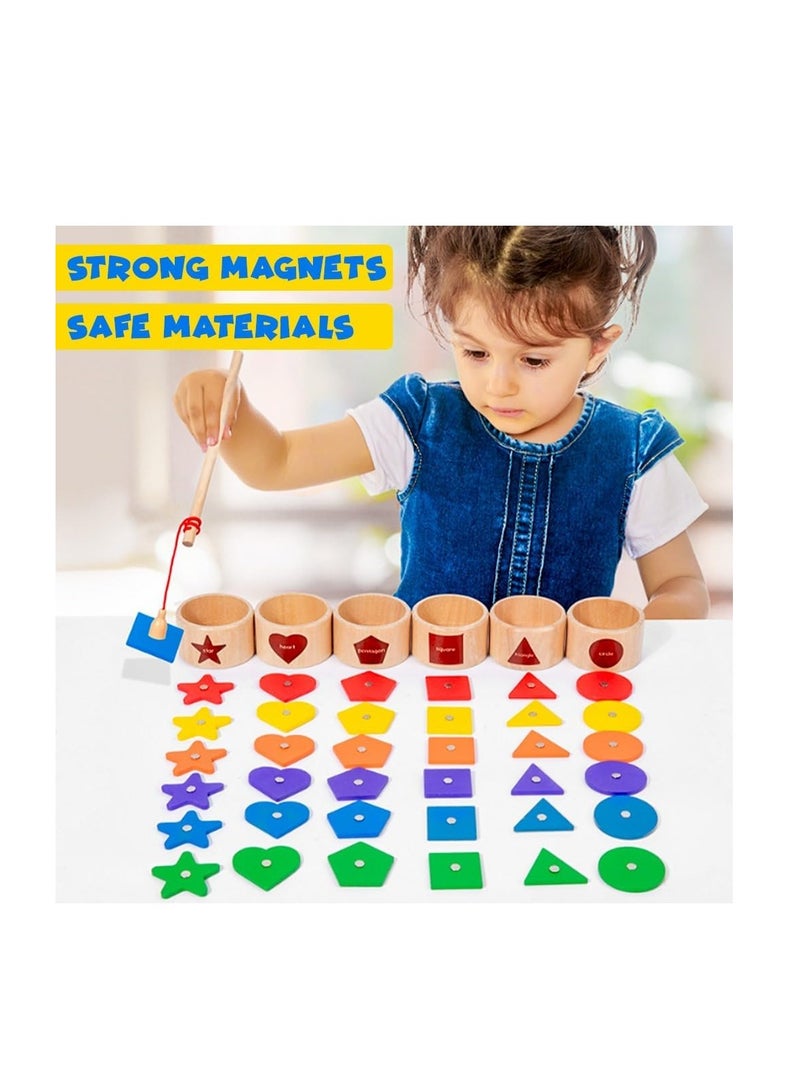 UKR Montessori Magnetic Wooden Geometric Shape and Color Sorting Toy – 36-Piece Educational Learning Set for Toddlers with Storage Bag – Ideal for Boys and Girls - Image 5