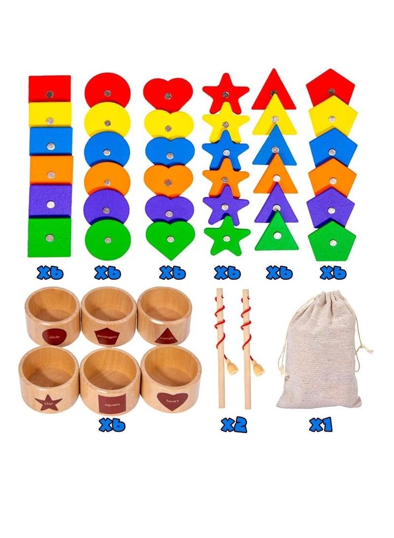 UKR Montessori Magnetic Wooden Geometric Shape and Color Sorting Toy – 36-Piece Educational Learning Set for Toddlers with Storage Bag – Ideal for Boys and Girls - Image 4