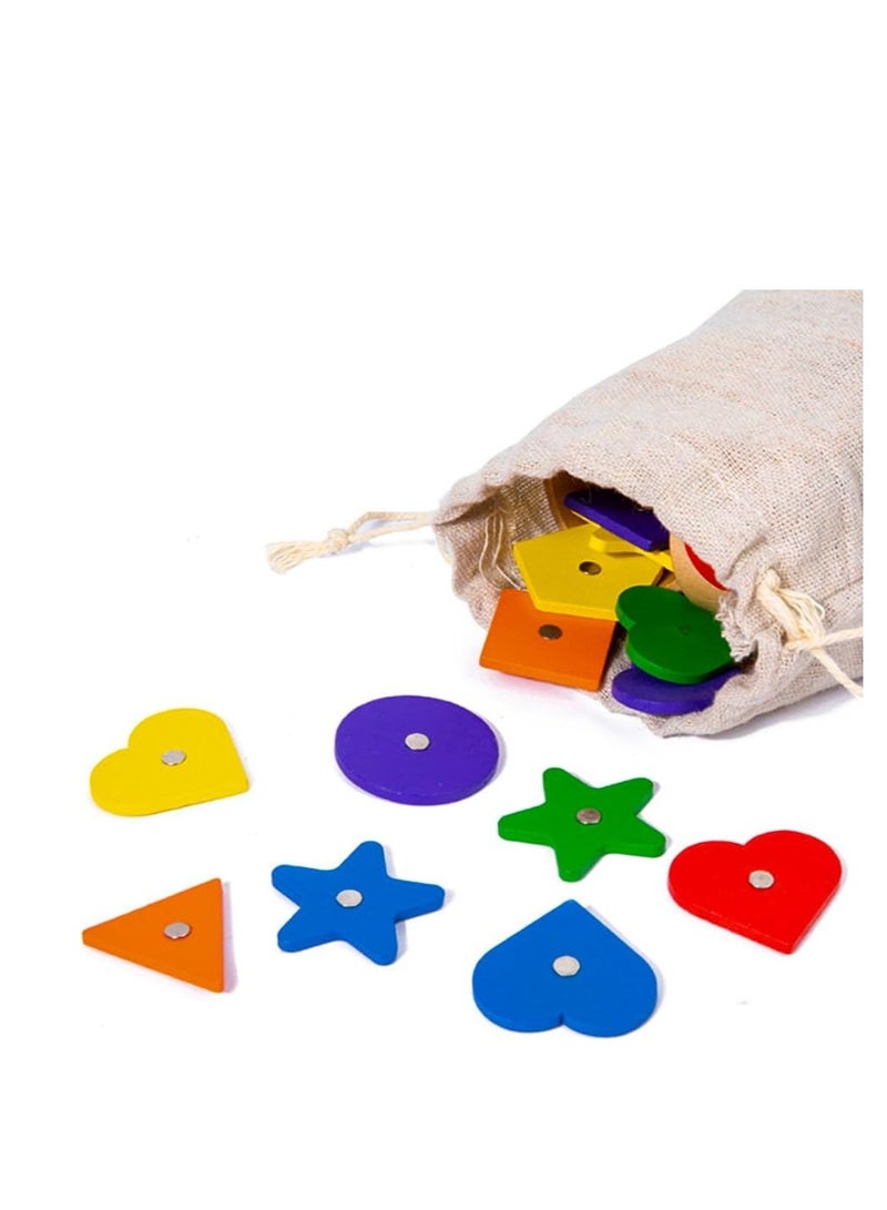 UKR Montessori Magnetic Wooden Geometric Shape and Color Sorting Toy – 36-Piece Educational Learning Set for Toddlers with Storage Bag – Ideal for Boys and Girls - Image 3
