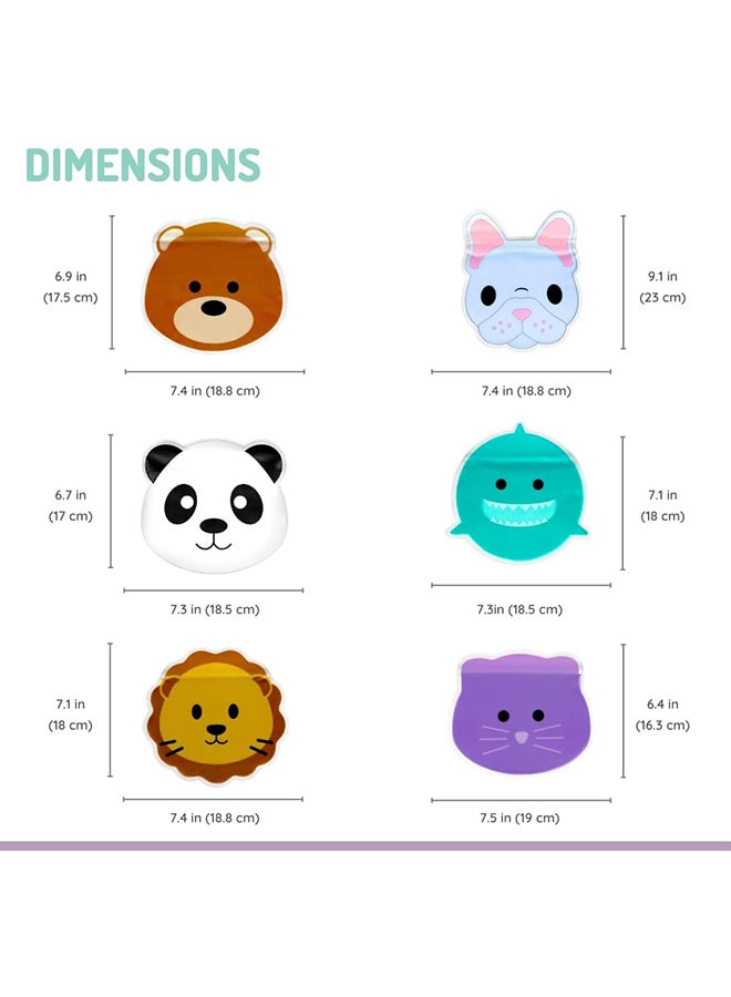 melii Pack Of 6 Reusable Snack Bags With Zip Closure, Animals Design  - Image 3