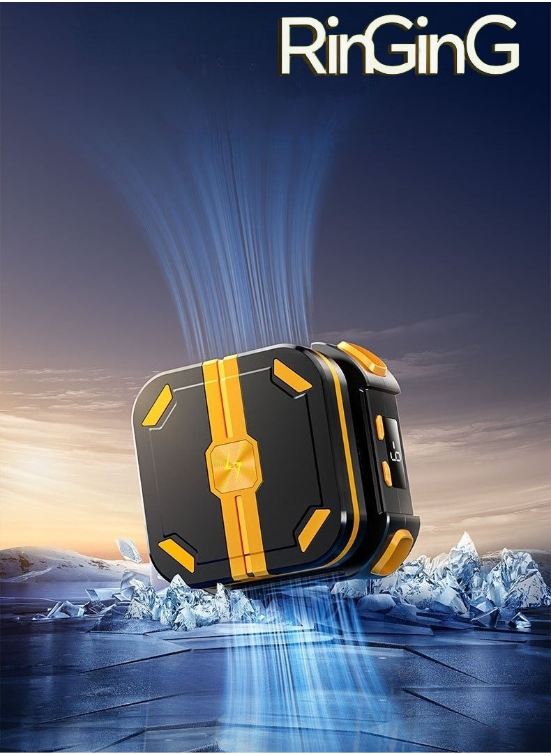 RinGinG Magnetic Phone Cooler, Portable Cordless Phone Cooling Fan with Long-lasting Battery - Universal Phone Fan Cooler for TikTok Live Streaming etc. (Black + Yellow)  - Image 1