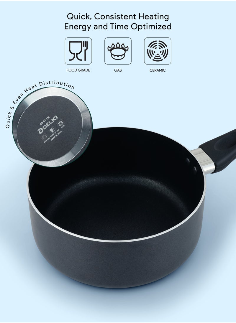 DELICI Nonstick Cookware Set 8 Pcs (NCS8G) | 10X Tougher Non-Stick | Healthy PFOA-Free Interior | Heat Resistant | Tempered Glass Lids | Eco-Friendly | Multiple Cooktop Compatible | Dishwasher Safe - Casseroles, Frypan, Milkpan, and Nylon Spatula with Glass Lids - Kitchen Cookware Collection  - Image 3