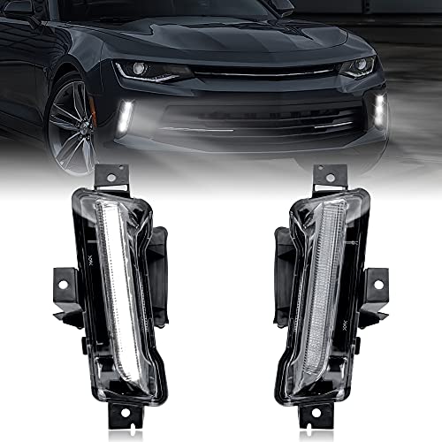 KEWISAUTO مصابيح الضباب LED DRL من KEWISAUTO لسيارة كامارو 16-22، مجموعة مصابيح التشغيل النهارية الأمامية بدون وظيفة إشارة الانعطاف لسيارة كامارو LT 2016 / LS RS LT ZL1 2017 2018 / ZL1 2019-2022 (2PCS) - Image 1
