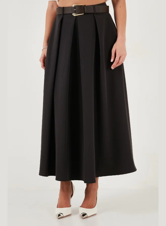 ليلا تنورة حجاب طويلة واسعة بخصر عالٍ وكسرات وحزام من ليلا للنساء