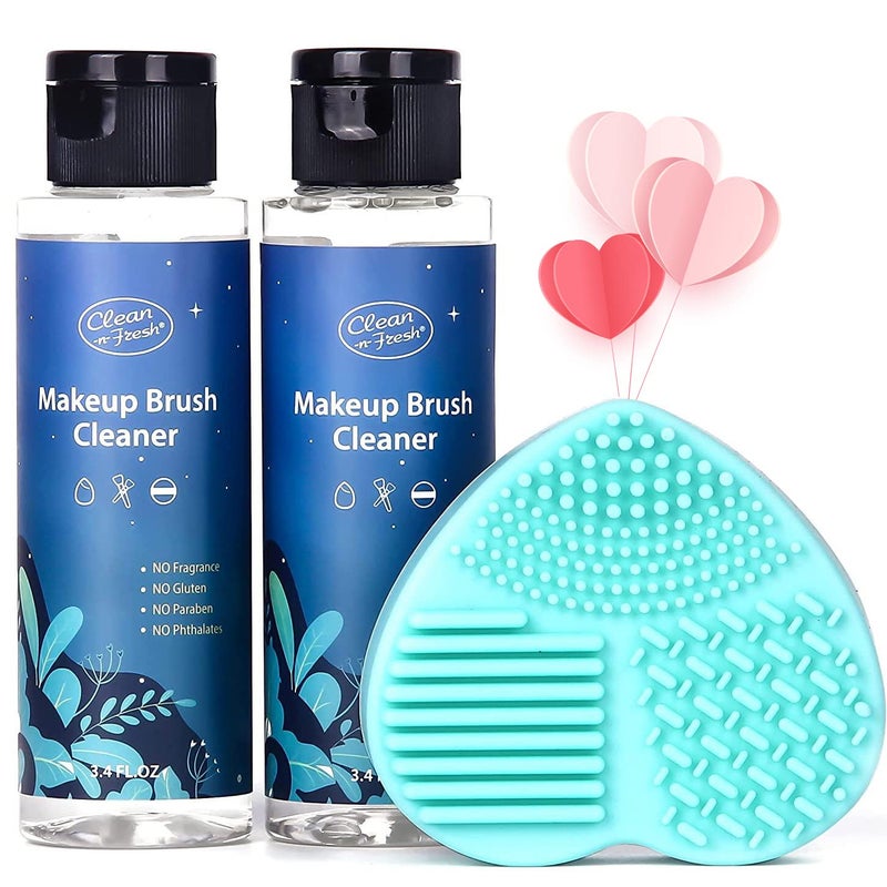 Clean-n-Fresh Makeup Brush Cleaner Set For Brushes, Sponge and Puff 6.8 Fl Oz,Deep Cleaning Washing Cleanser Shampoo With a Cleaning Mat - Image 1