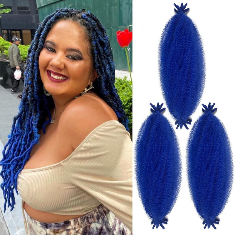 Chicmoi Blue Springy Afro Twist Marley Hair 16 Inch - Cuban Twist Braiding Extension for Soft Locs, Faux Loc, Wrapping (16 3P Blue) - Image 1
