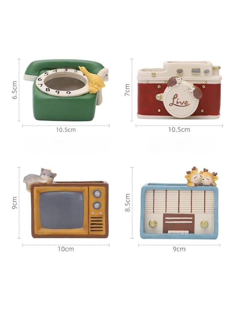 Generic Resin Succulent Plant Pot, Retro Radio Succulent Plant Pot/Plant Pot/Flower Pot/Bonsai Pot for Herbs, Succulents, Cactus Pen Holder, Suitable for Home Decoration Micro Landscape (Radio)  - Image 2