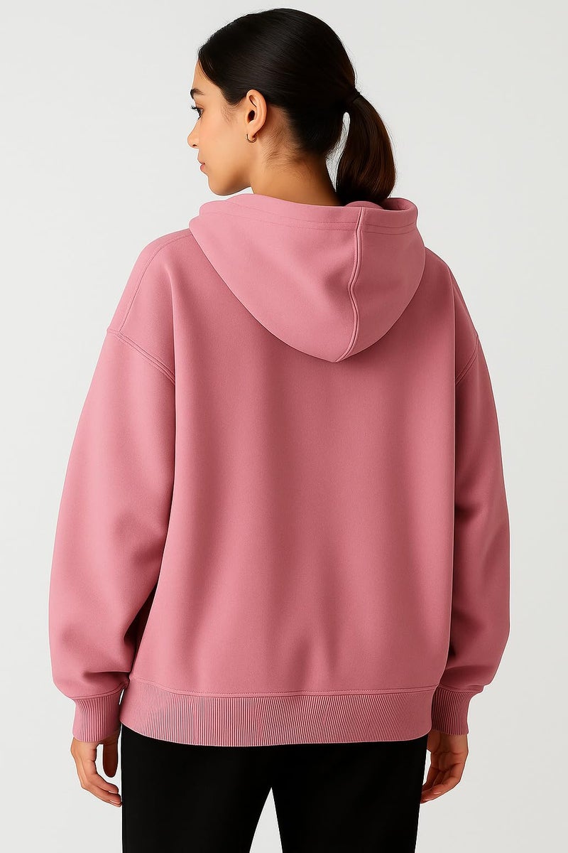 ADBUCKS Women's Oversized Winter Jacket Sweatshirts Casual Drawstring Clothes Zip Up Hoodie with Front Pocket Ii Womens Hoodies Ii (in, Alpha, L, Onion) - Image 4