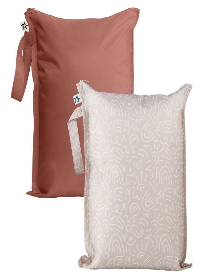 Tiny Twinkle - Travel Accessory with Handle for Baby and Girl, Packing Organizer, Zen Garden Taupe, 2 Pack Wet Bags, Loop handle - Image 1
