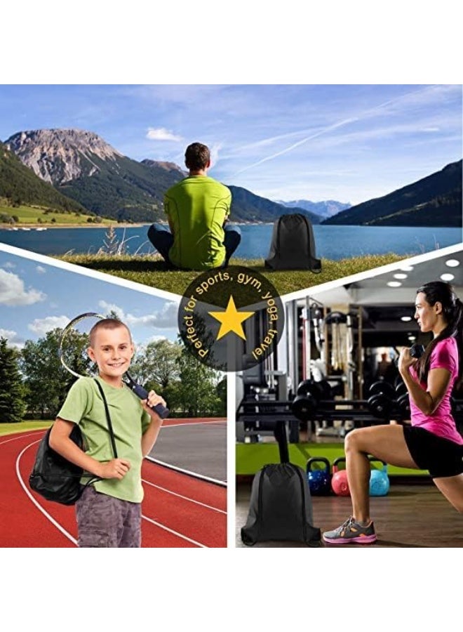 حقائب رباط أشرطة مع جيوب كبيرة وجيب بسحاب الرياضة مدرسية اللسفر للصالة الرياضية حقيبة الظهر خفيفة الوزن للرجال النساء (أسود في أبيض) - Image 2