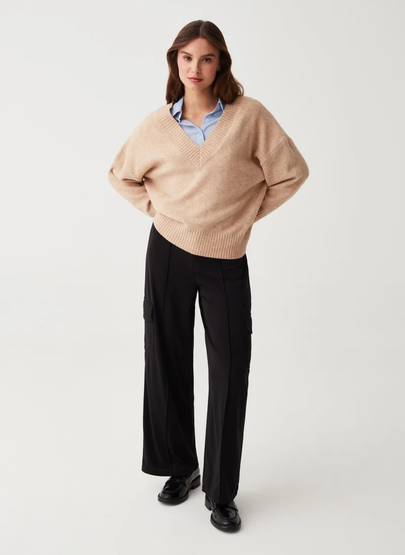 Ovs Wide-leg trousers with raised stitching