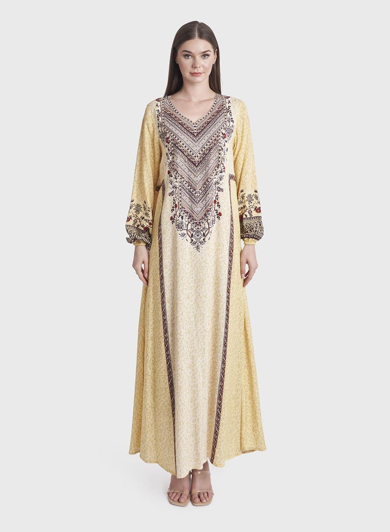 كشخة جلابية بطبعة حديقة وحجرية - Image 2