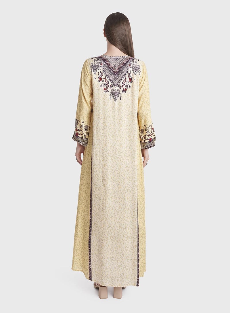 كشخة جلابية بطبعة حديقة وحجرية - Image 4