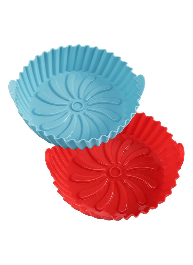 Stron-Dura StronDura 2 Pack Air Fryer Liners for 3 to 5 QT Silicone Easy clean Reusable Liners Blue Red Top 8in Bottom 675 In 