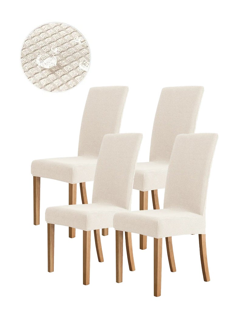 BestBuy 4 Pack Elastic Jacquard Chair Covers, Super Fit and Detachable, Washable Kitchen Universal Chair Covers, Suitable forHome, Restaurants, Hotels, and Ceremonies (beige diamond shaped) Universal Size Suitable for Most Common Dining Chairs - Image 1