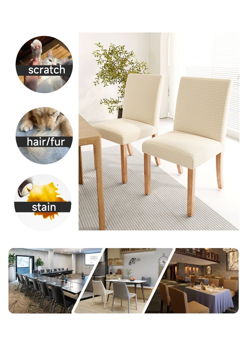 BestBuy 4 Pack Elastic Jacquard Chair Covers, Super Fit and Detachable, Washable Kitchen Universal Chair Covers, Suitable forHome, Restaurants, Hotels, and Ceremonies (beige diamond shaped) Universal Size Suitable for Most Common Dining Chairs - Image 3