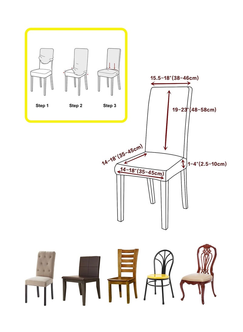 BestBuy 4 Pack Elastic Jacquard Chair Covers, Super Fit and Detachable, Washable Kitchen Universal Chair Covers, Suitable forHome, Restaurants, Hotels, and Ceremonies (beige diamond shaped) Universal Size Suitable for Most Common Dining Chairs - Image 5