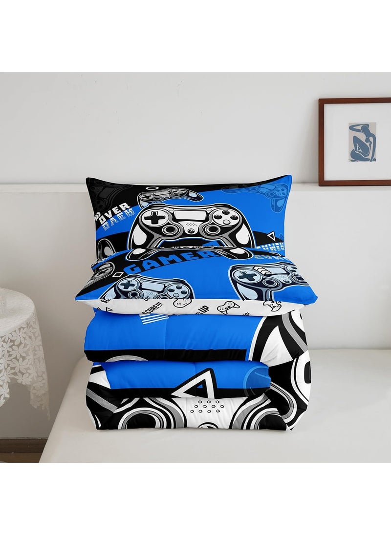 Erosebridal Erosebridal Gamer Comforter Sets for Boys Black and Blue Gaming Twin Size Bedding Set Kids Video Game Bed Comforter Set Teens Gamepad Quilt Set All Season  1 Comforter with 1 Pillowcase  - Image 5