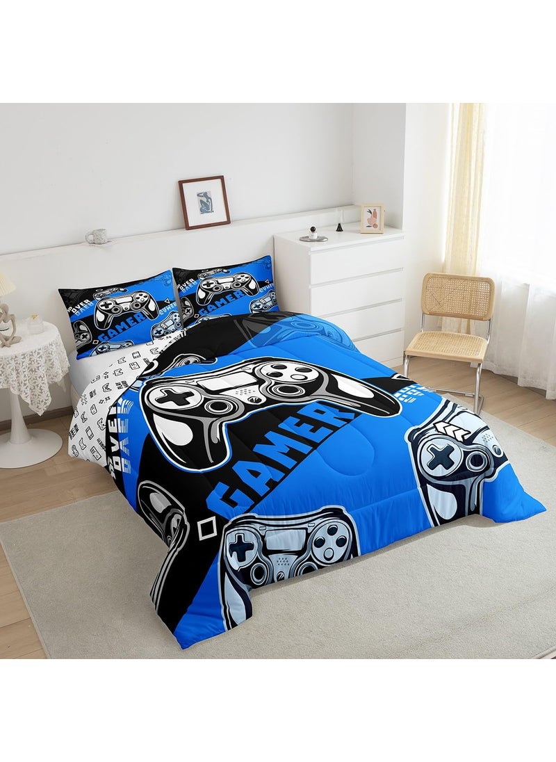 Erosebridal Erosebridal Gamer Comforter Sets for Boys Black and Blue Gaming Twin Size Bedding Set Kids Video Game Bed Comforter Set Teens Gamepad Quilt Set All Season  1 Comforter with 1 Pillowcase  - Image 4
