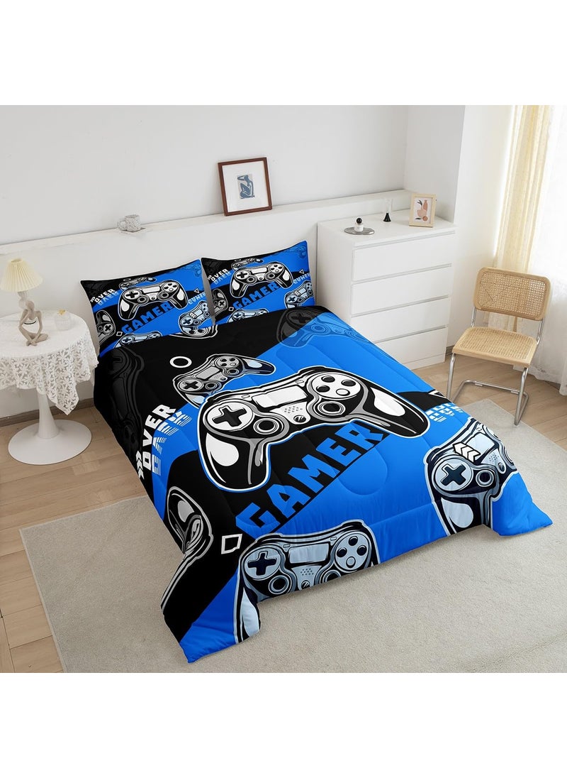 Erosebridal Erosebridal Gamer Comforter Sets for Boys Black and Blue Gaming Twin Size Bedding Set Kids Video Game Bed Comforter Set Teens Gamepad Quilt Set All Season  1 Comforter with 1 Pillowcase  - Image 3