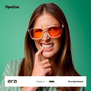 نظارات شمسية ERA للنساء والرجال، إطار مستطيل كبير مع مفصلات زنبركية، عدسات برتقالية ملونة مع حماية UV400، مضادة للانعكاس ومضادة للتوهج، شفافة (عبوة من 1) - view 3
