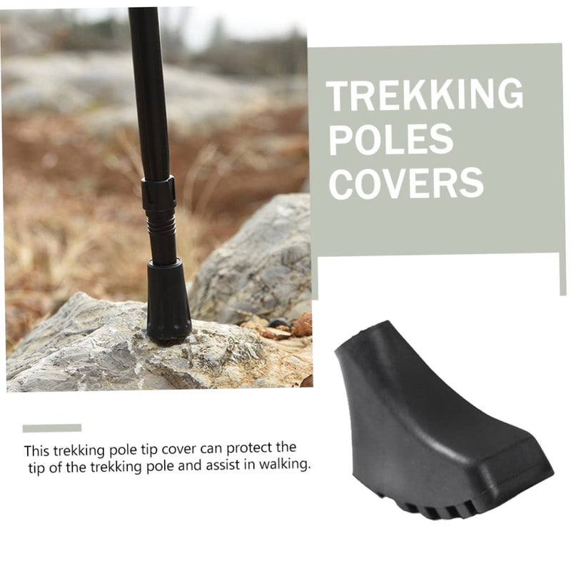 Trekking Pole Rubber Tips Skid Foot Protectors 8 Pack Black Easy Install Hiking Climbing - Image 4