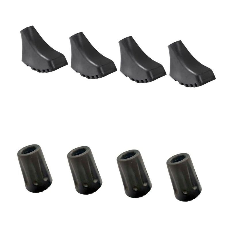 Trekking Pole Rubber Tips Skid Foot Protectors 8 Pack Black Easy Install Hiking Climbing - Image 2