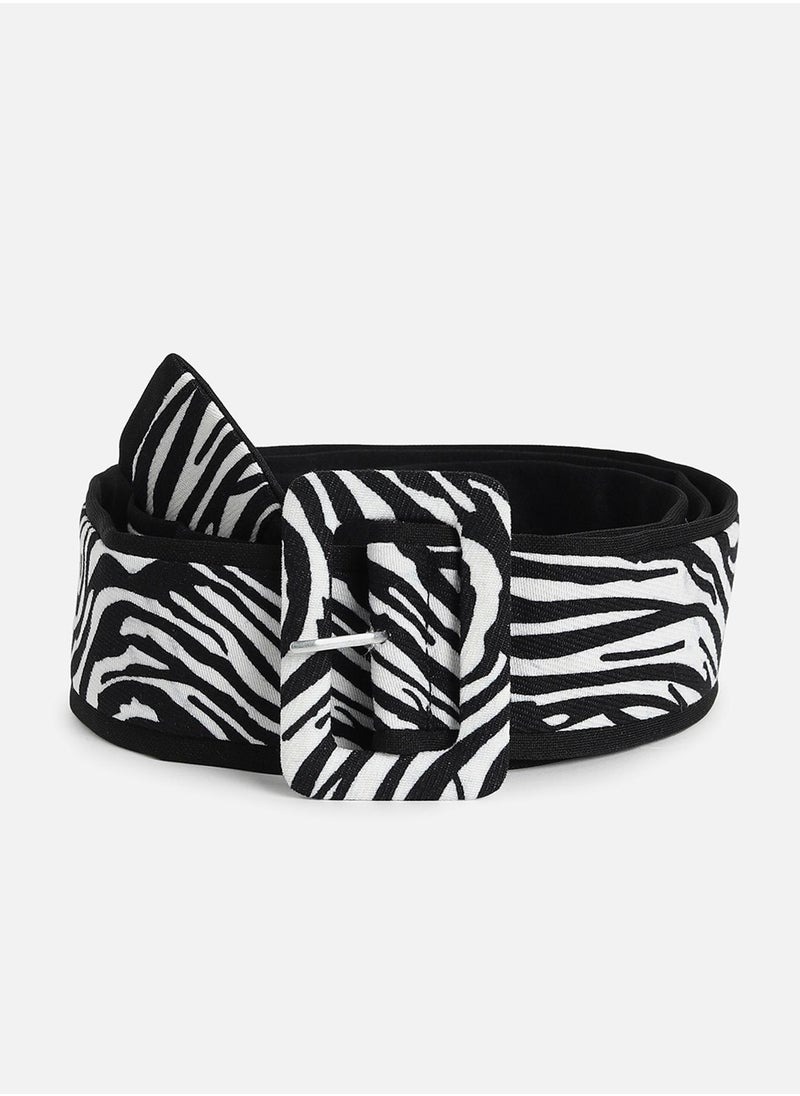 Haute Sauce Black & White Printed Waist Belt  - Image 1