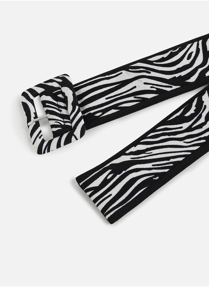 Black & White Printed Waist Belt